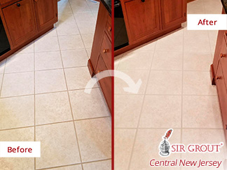Before and After Picture of a Grout Cleaning Service in Manapalan, New Jersey