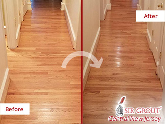Before and after Picture of a Sanding Wood Armor Process in Haddonfield, Nj