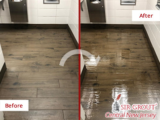 Before and After Picture of a Tile Cleaning Job in Middletown, NJ