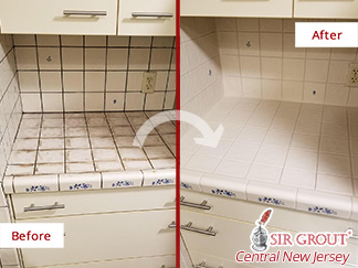 Before and After Picture of a Grout Cleaning in Elmer, NJ
