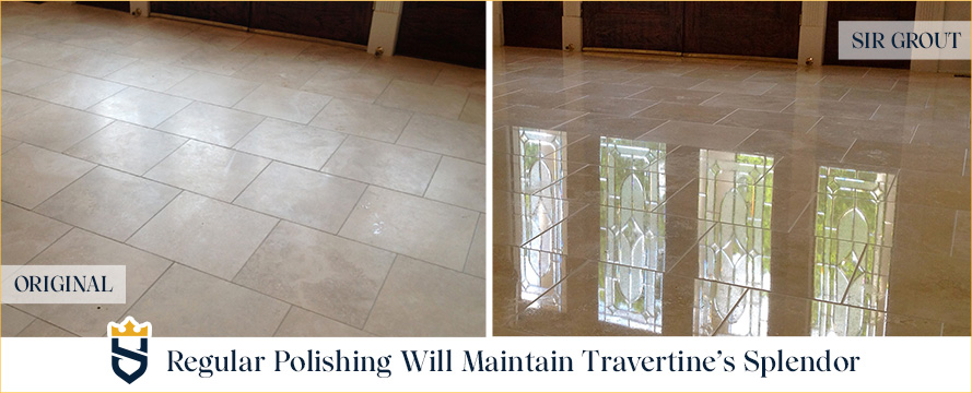 Regular polishing will maintain travertine's splendor