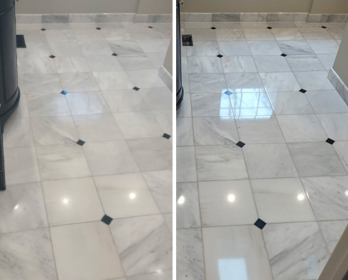 Floor Before and After Stone Polishing in Evesham, NJ