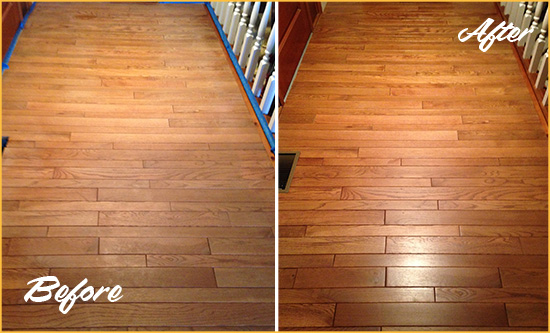 Before and After Picture of a Rumson Wood Deep Cleaning Service on a Dull Hallway