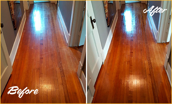 Before and After Picture of a Cream Ridge Wood Deep Cleaning Service on a Floor to Eliminate Scratches