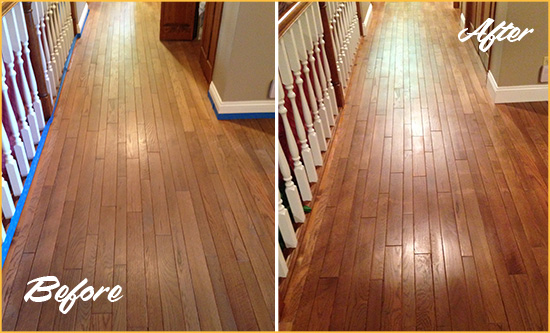 Before and After Picture of a Toms River Wood Deep Cleaning Service on a Worn Out Floor