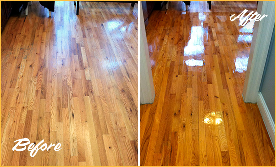 Before and After Picture of a Wickatunk Wood Deep Cleaning Service on a Worn Out Hallway