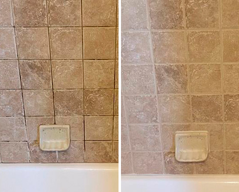 Tubshower Before and After Our Grout Sealing in Point Pleasant Beach, NJ