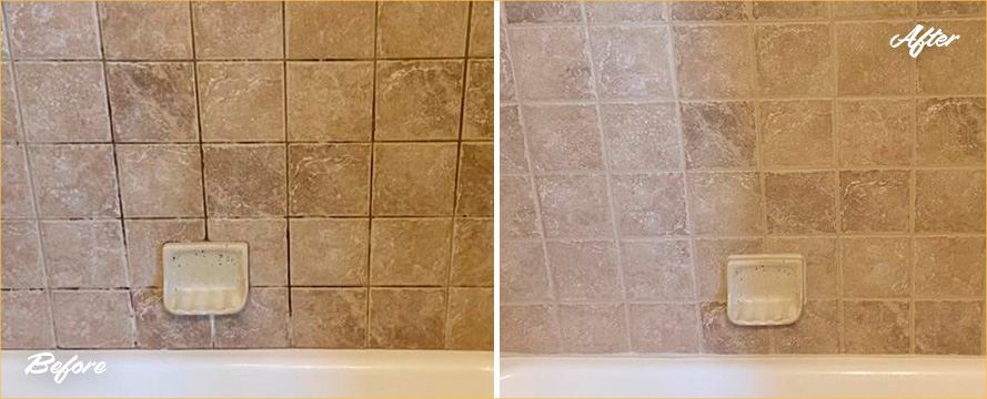 Tubshower Before and After Our Grout Sealing in Point Pleasant Beach, NJ