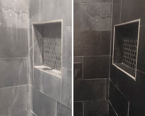 Shower Before and After a Stone Sealing in Toms River, NJ