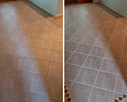 Ceramic Floor Before and After Our Grout Cleaning in Manalapan, NJ