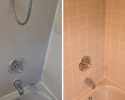 Shower Before and After Our Caulking Services in Bordentown Township, NJ