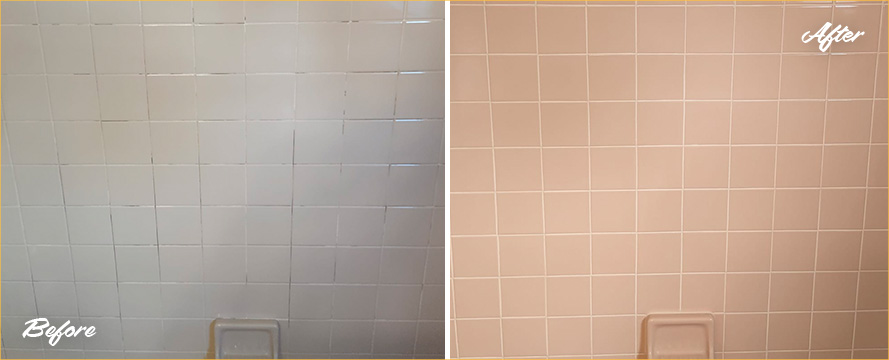 Shower Walls Before and After Our Professional Caulking Services in Bordentown Township, NJ