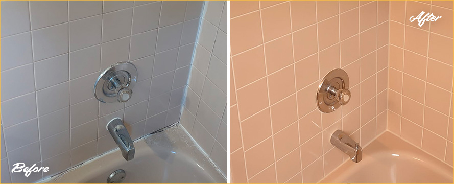 Shower Before and After Our Professional Caulking Services in Bordentown Township, NJ
