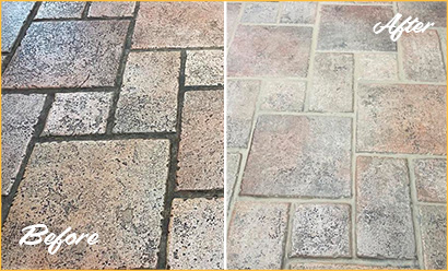 Floor Before and After a Professional Stone Cleaning in Keyport, NJ