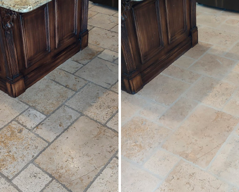 Floor Before and After a Stone Cleaning in Cherry Hill, NJ