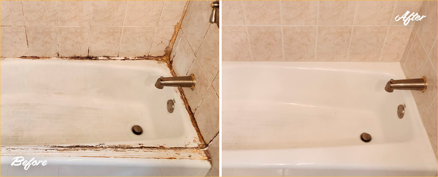 Bathtub Before and After Our Professional Caulking Services in South Amboy, NJ