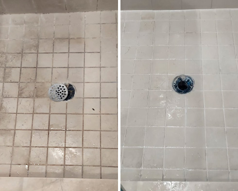 Shower Before and After a Stone Cleaning in Middletown, NJ