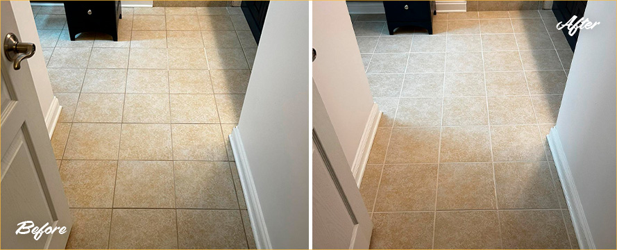 Floor Before and After a Superb Grout Cleaning in Middletown, NJ