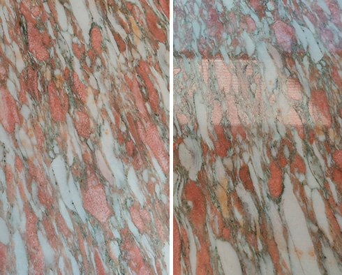 Marble Table Top Before and After a Stone Polishing in Wall, NJ