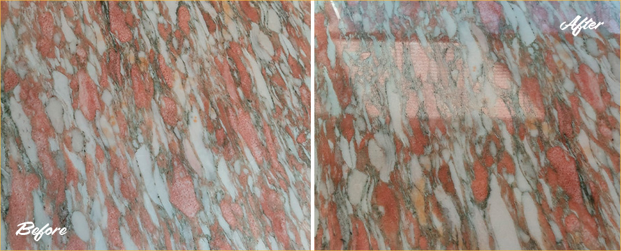 Marble Table Top Before and After a Superb Stone Polishing in Wall, NJ