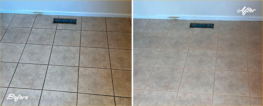 Floor Before and After a Superb Grout Cleaning in Brick, NJ
