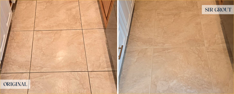 Floor Before and After a Superb Grout Cleaning in Middletown, NJ