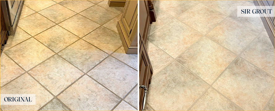 Kitchen Floor Restored by Our Tile and Grout Cleaners in Manalapan, NJ