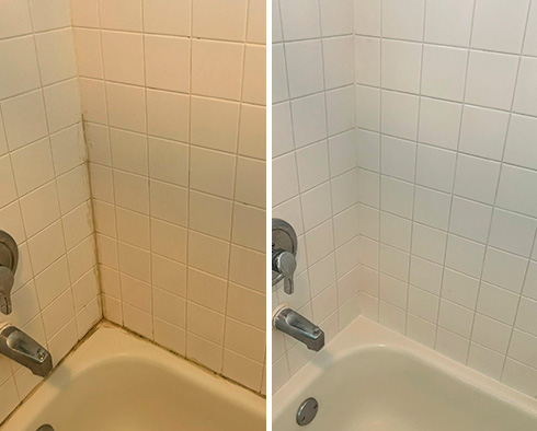 Shower Before and After Our Caulking Services in Middletown, NJ