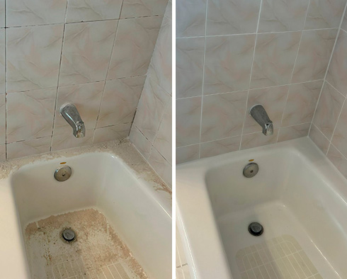 Shower Before and After a Tile Cleaning in Middletown, NJ