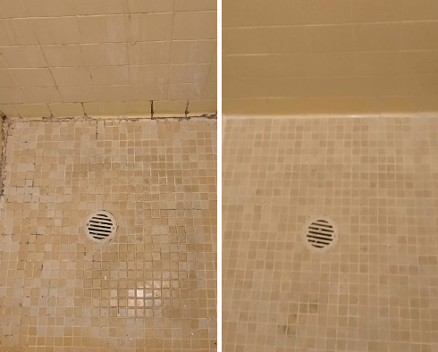 Shower Before and After Our Caulking Services in Howell, NJ