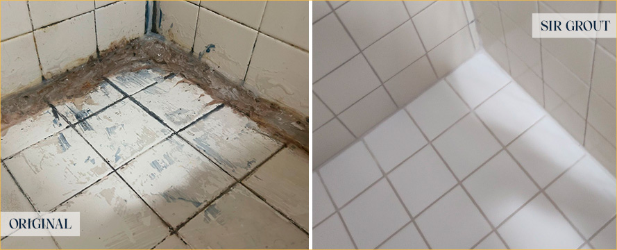 Shower Before and After a Flawless Grout Cleaning in Marlboro, NJ