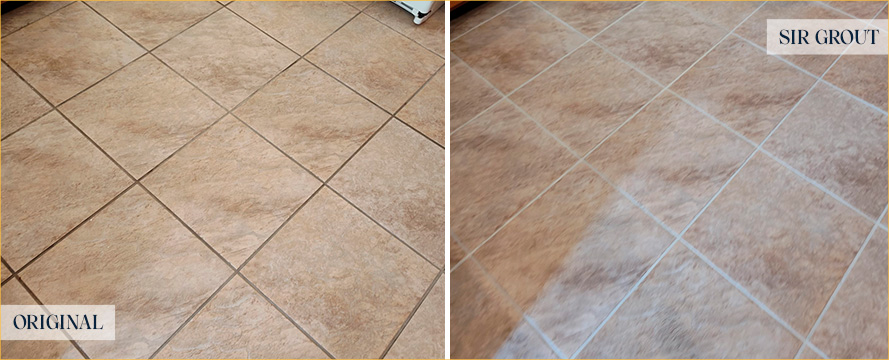 Floor Before and After a Superb Grout Cleaning in Howell, NJ