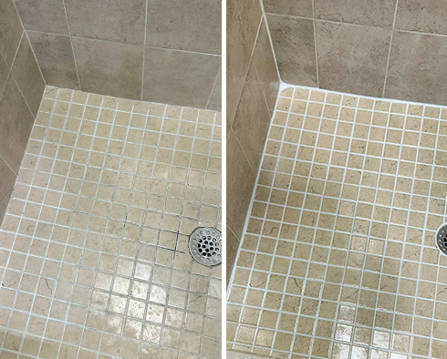 Shower Before and After a Grout Sealing in Middletown, NJ