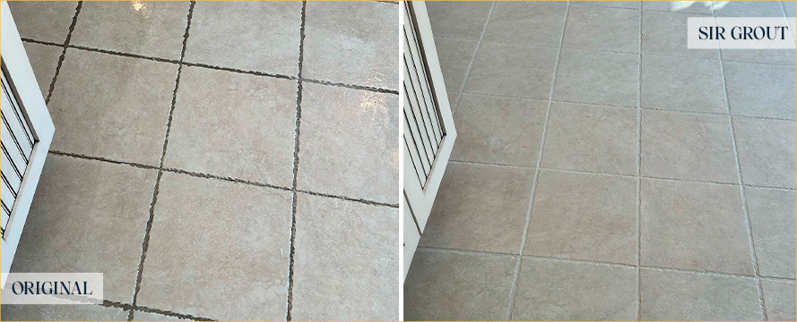 Floor Before and After an Excellent Grout Sealing in Middletown, NJ
