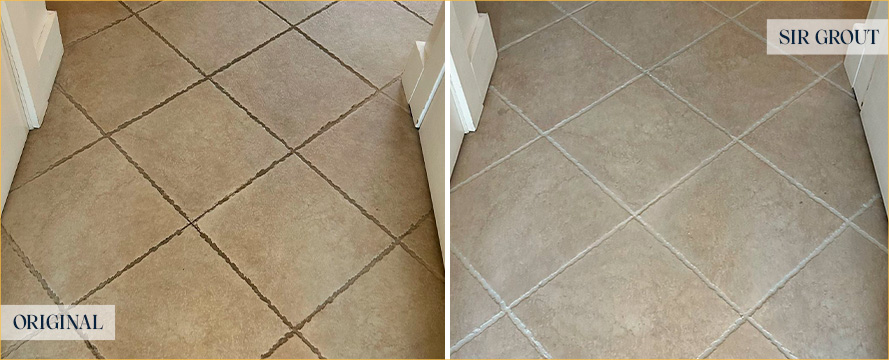 Floor Before and After a Flawless Grout Sealing in Middletown, NJ