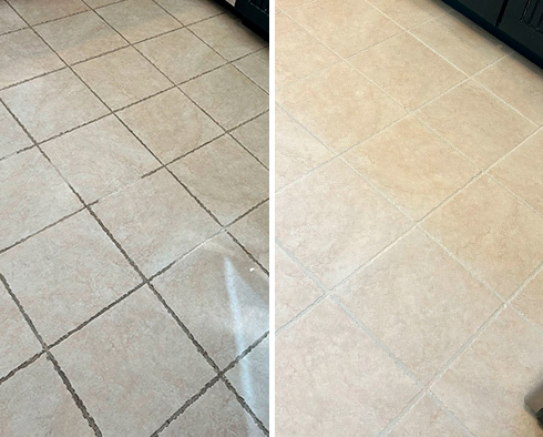 Floor Before and After a Grout Sealing in Middletown, NJ