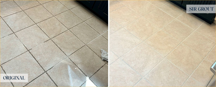 Floor Before and After a Superb Grout Sealing in Middletown, NJ