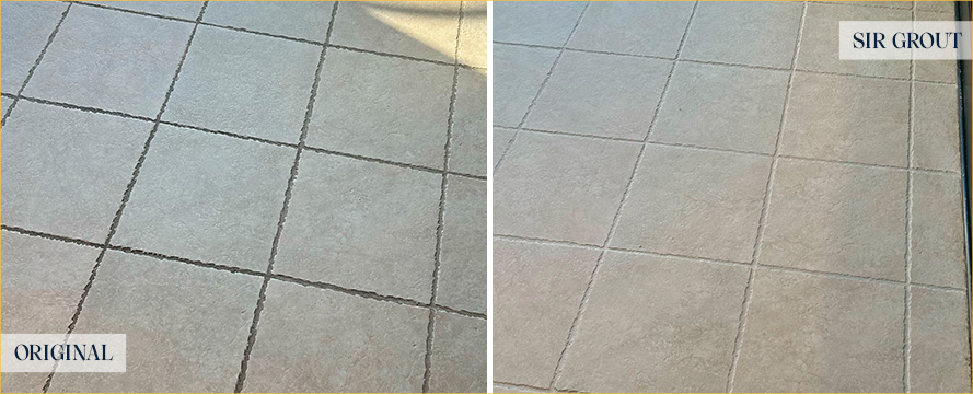 Floor Before and After an Exceptional Grout Cleaning in Middletown, NJ