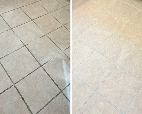 Floor Before and After a Grout Cleaning in Middletown, NJ