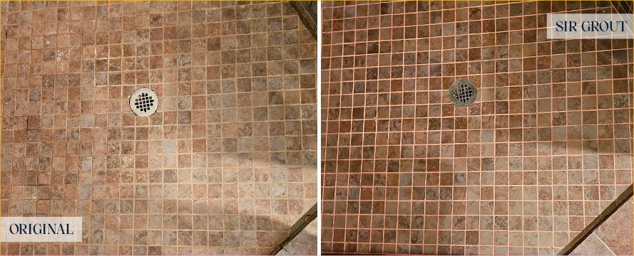 Shower Before and After a Superb Tile Cleaning in Manalapan, NJ