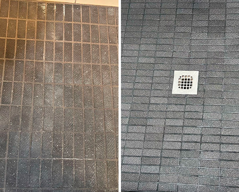 Shower Before and After a Tile Cleaning in Toms River, NJ