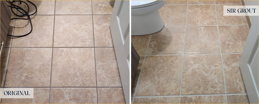 Floor Before and After an Exceptional Grout Cleaning in Princeton, NJ