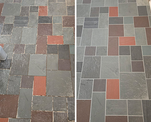 Floor Before and After a Grout Sealing in Middletown, NJ