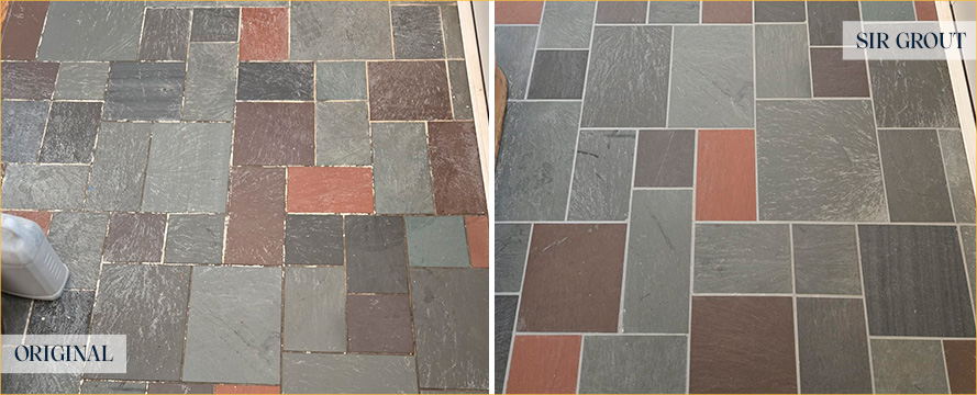 Floor Before and After a Flawless Grout Sealing in Middletown, NJ