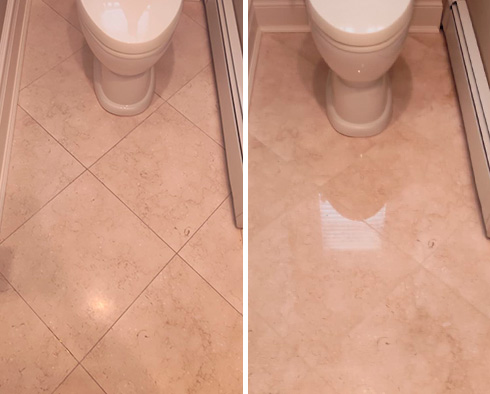 Floor Before and After a Stone Polishing in Toms River, NJ