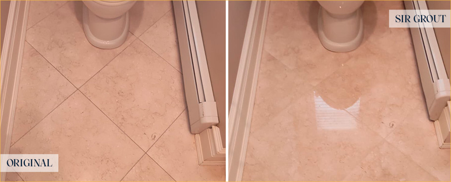 Floor Before and After a Flawless Stone Polishing in Toms River, NJ