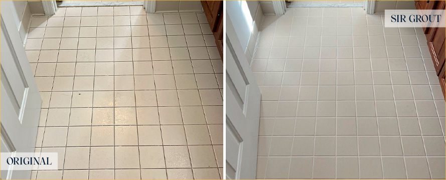 Floor Before and After an Excellent Grout Cleaning in Howell, NJ
