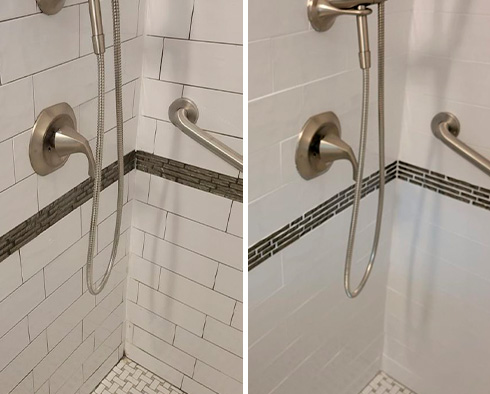 Shower Before and After a Grout Sealing in Manalapan, NJ