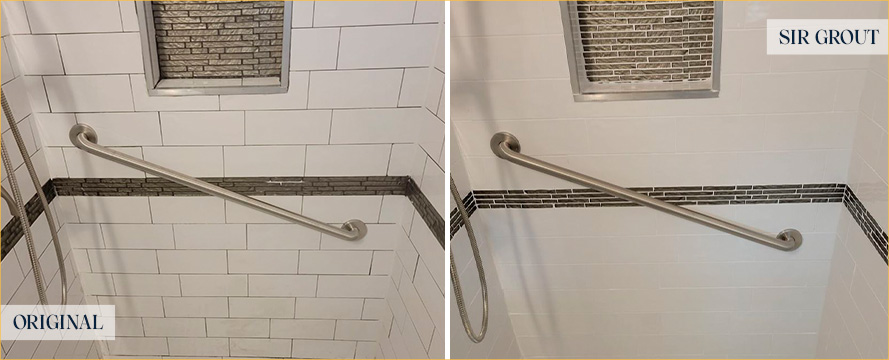 Shower Before and After a Superb Grout Sealing in Manalapan, NJ