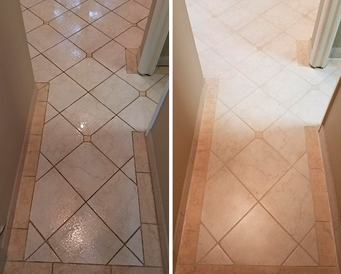 Floor Before and After a Grout Cleaning in Howell, NJ